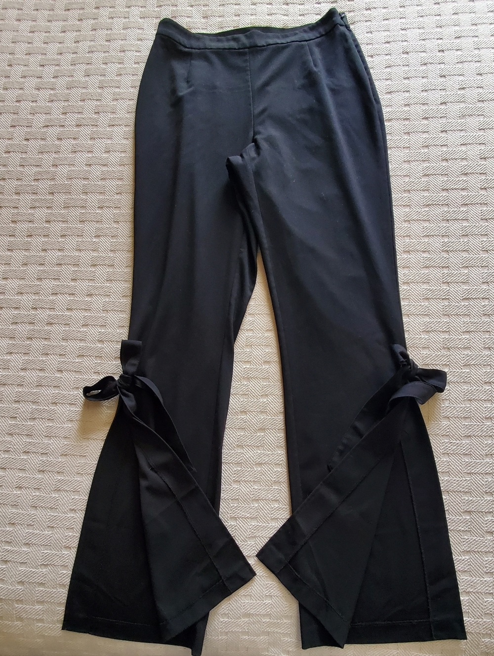 Venus Smoothing Bow Tie Hem Wide Leg Slit Pants - Black Formal - Picture 9 of 12